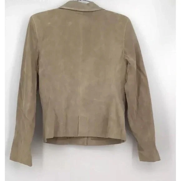 Ann Taylor Loft Women's Tan Leather Long Sleeve Single-Breasted Blazer- Sz Small - Picture 3 of 5